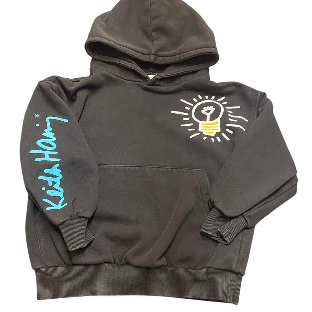 Keith Harring X Zara Kids Collab Hoodie Black Graphic Art Pullover Size 5-6Y
